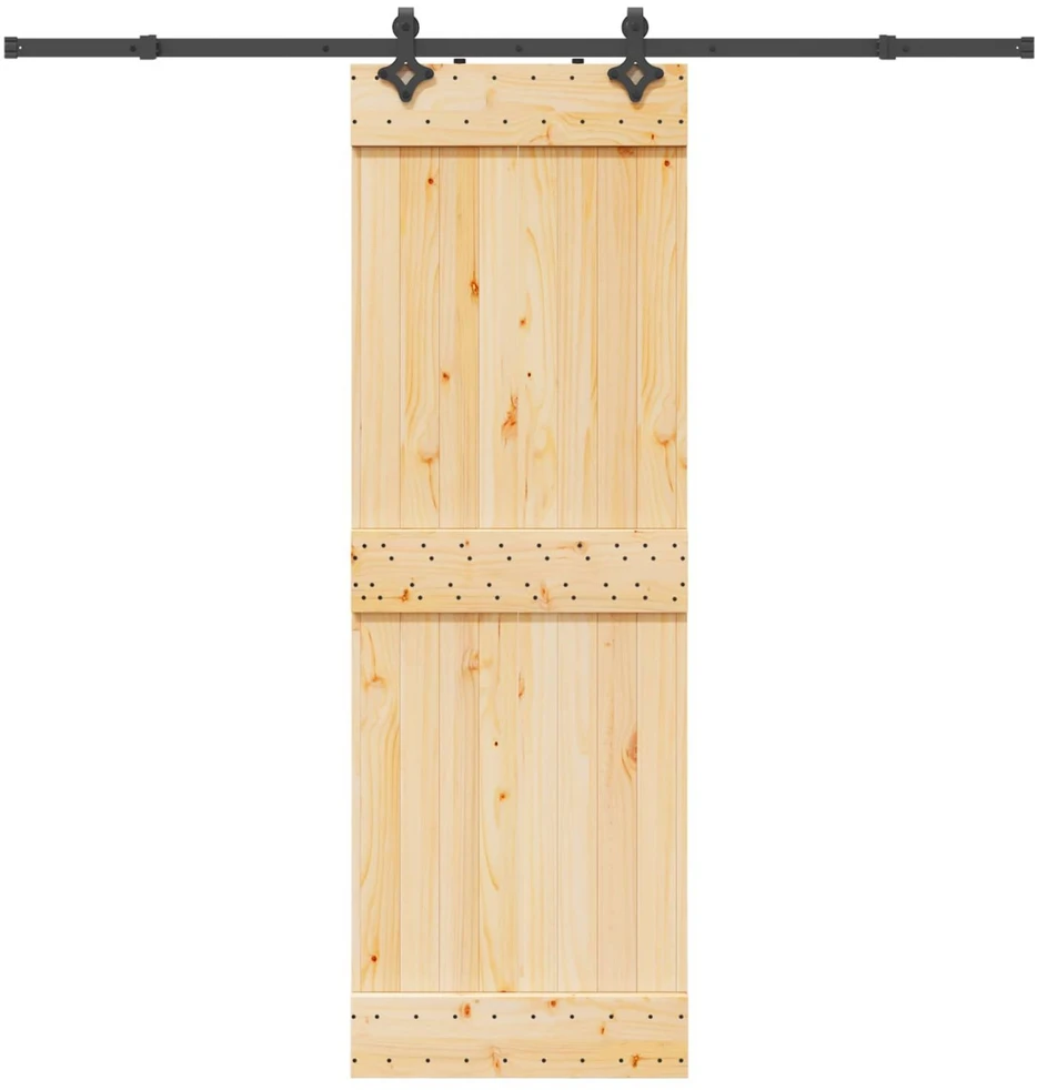 Slankios durys NARVIK Natūrali ir juoda 70 x 210 cm (213,5 cm)
