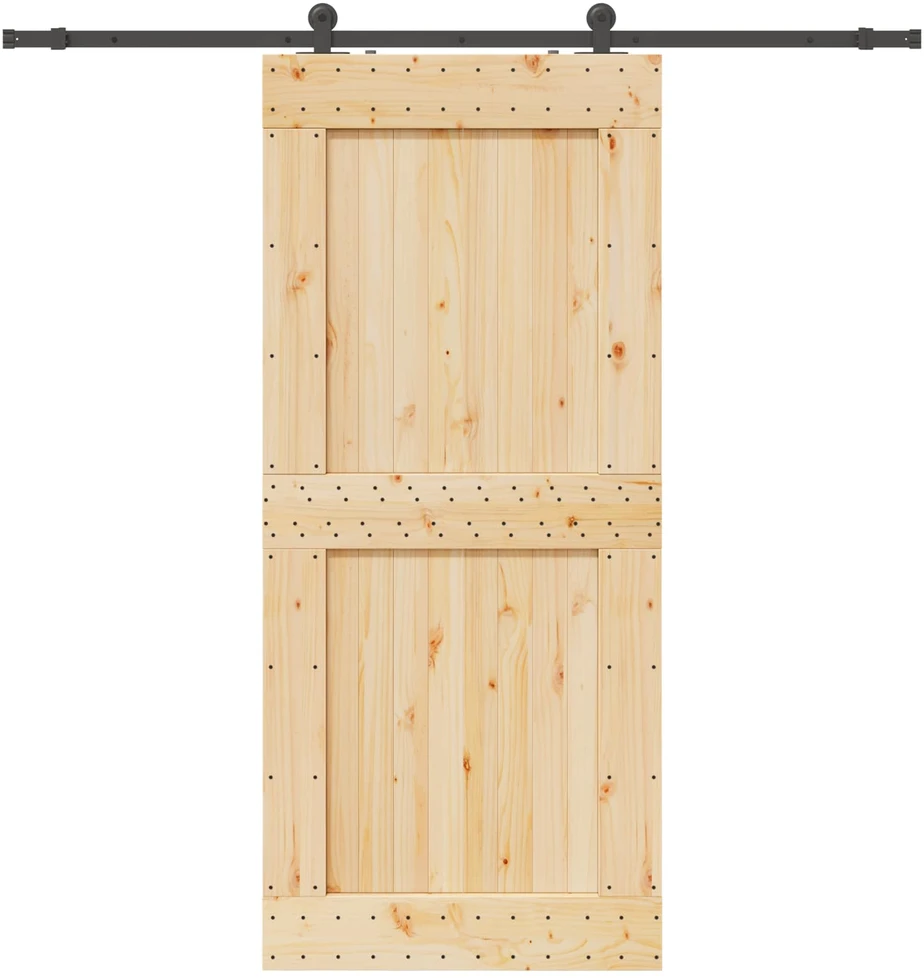 Slankios durys NARVIK Natūrali ir juoda 100 x 210 cm (213,5 cm)