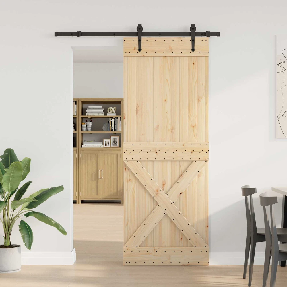 Slankios durys NARVIK Natūrali ir juoda 85 x 210 cm (152,5 cm)