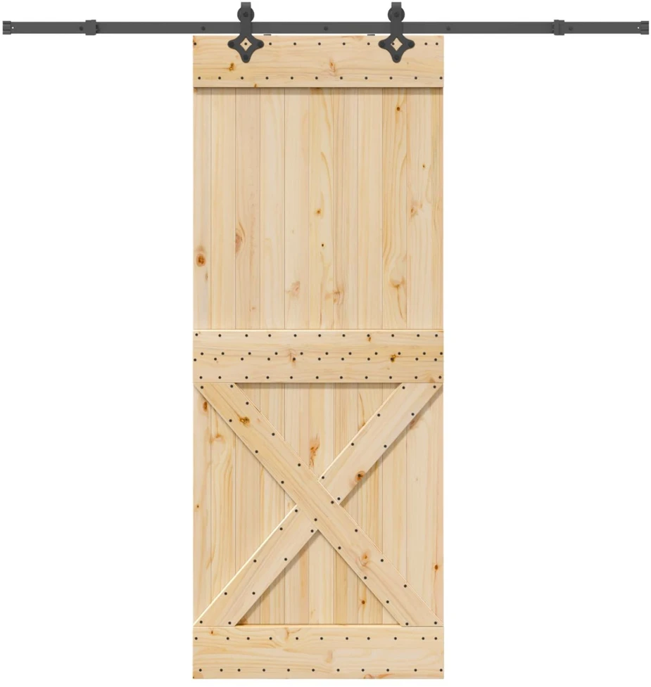 Slankios durys NARVIK Natūrali ir juoda 90 x 210 cm (213,5 cm)