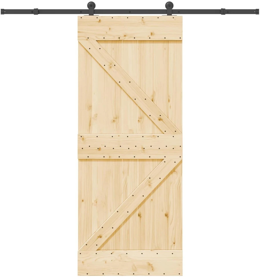 Slankios durys NARVIK Natūrali ir juoda 85 x 210 cm (213,5 cm)