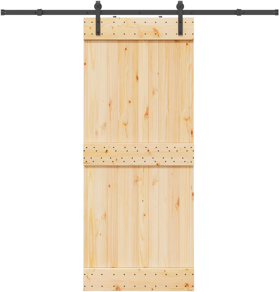 Slankios durys NARVIK Natūrali ir juoda 85 x 210 cm (213,5 cm)