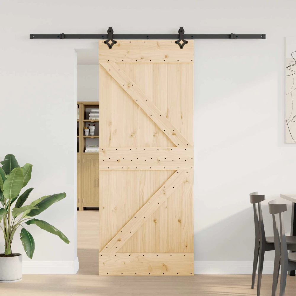Slankios durys NARVIK Natūrali ir juoda 85 x 210 cm (213,5 cm)