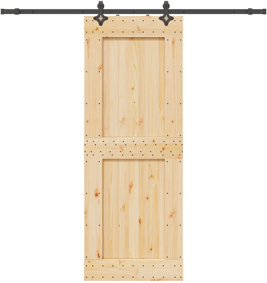 Slankios durys NARVIK Natūrali ir juoda 85 x 210 cm (213,5 cm)