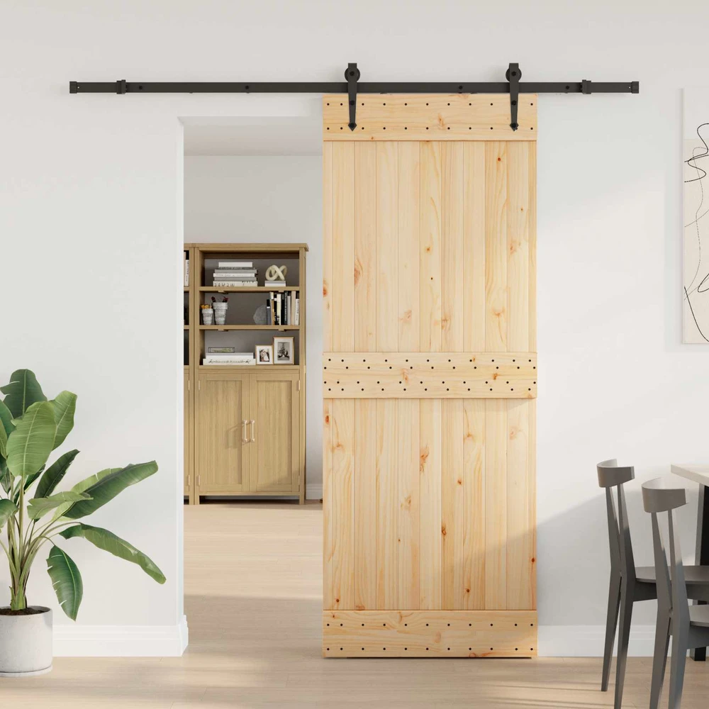 Slankios durys NARVIK Natūrali ir juoda 80 x 210 cm (213,5 cm)