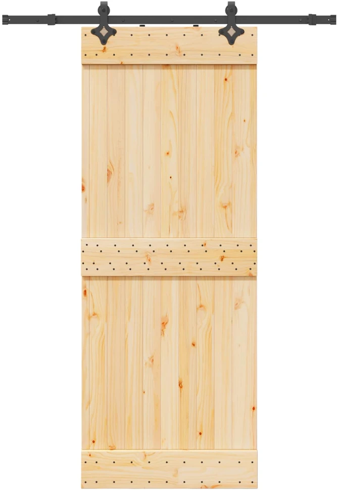 Slankios durys NARVIK Natūrali ir juoda 80 x 210 cm (152,5 cm)