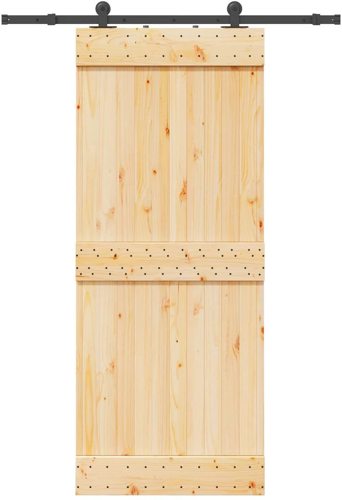 Slankios durys NARVIK Natūrali ir juoda 85 x 210 cm (152,5 cm)