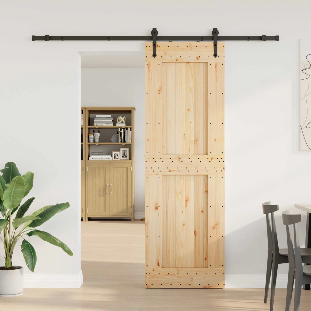 Slankios durys NARVIK Natūrali ir juoda 70 x 210 cm (213,5 cm)