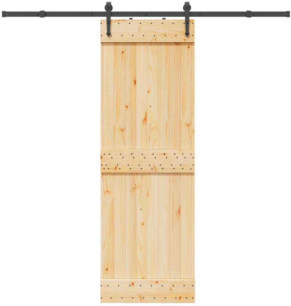 Slankios durys NARVIK Natūrali ir juoda 70 x 210 cm (213,5 cm)