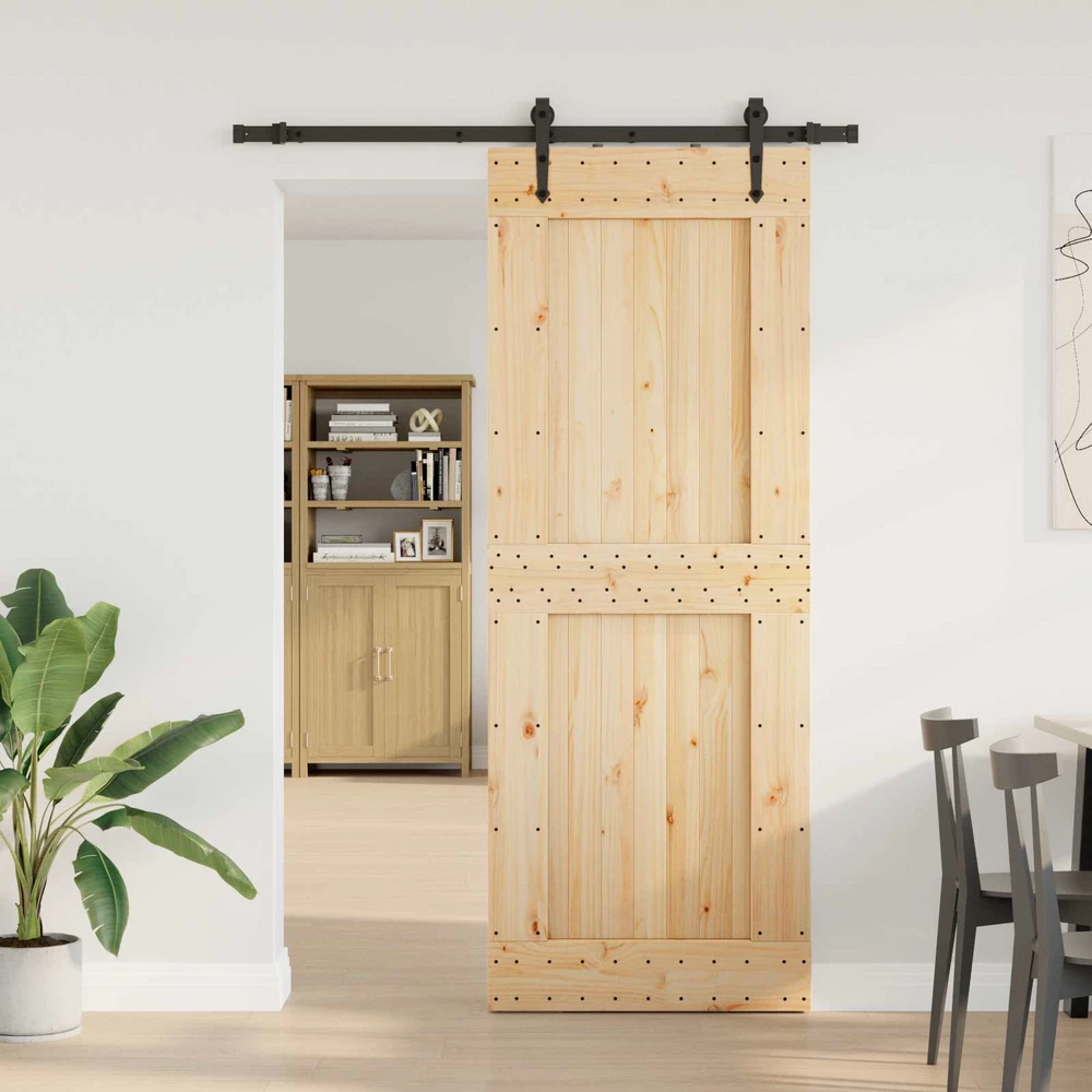 Slankios durys NARVIK Natūrali ir juoda 85 x 210 cm (152,5 cm)