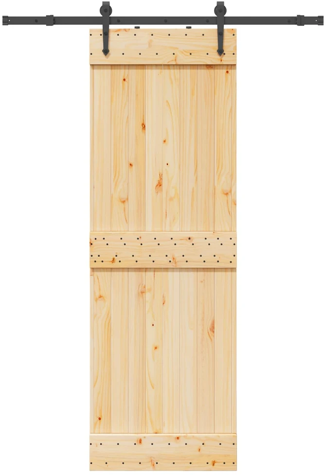 Slankios durys NARVIK Natūrali ir juoda 70 x 210 cm (152,5 cm)