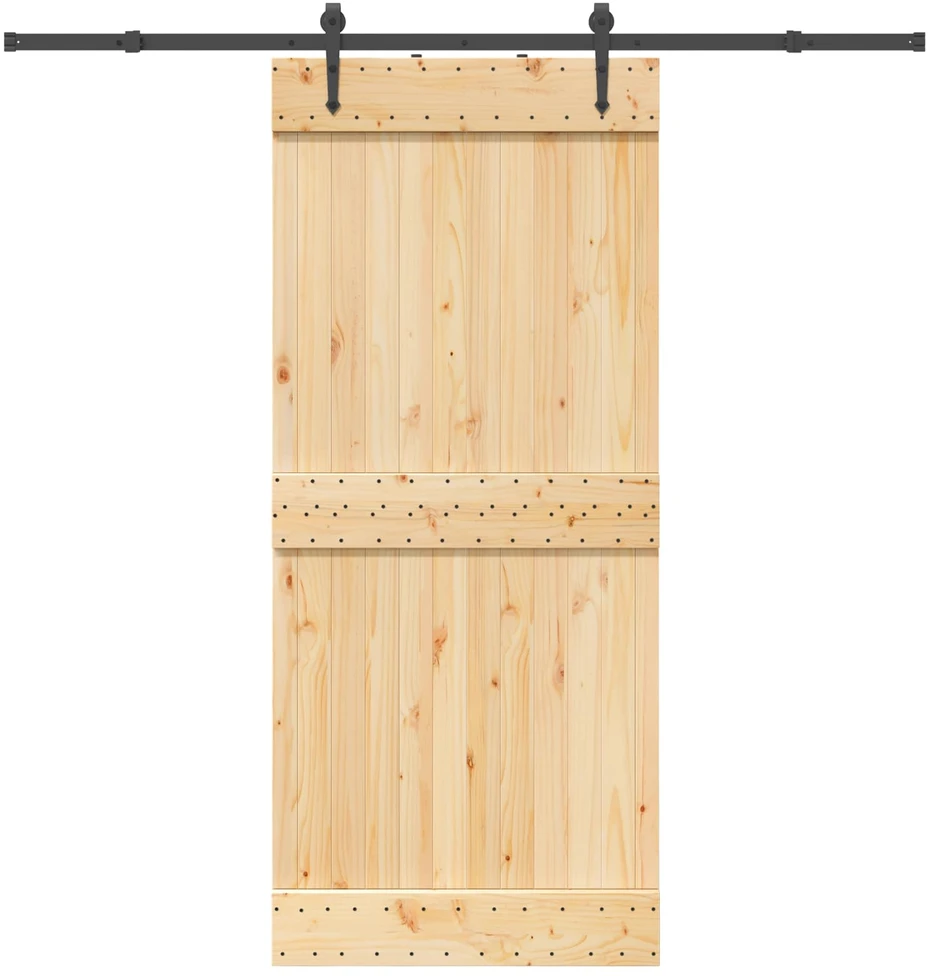 Slankios durys NARVIK Natūrali ir juoda 90 x 210 cm (213,5 cm)