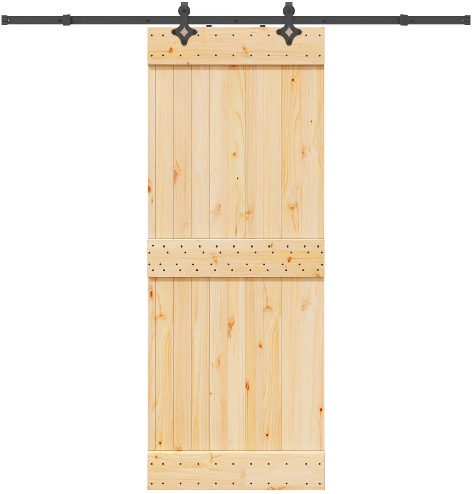 Slankios durys NARVIK Natūrali ir juoda 80 x 210 cm (213,5 cm)