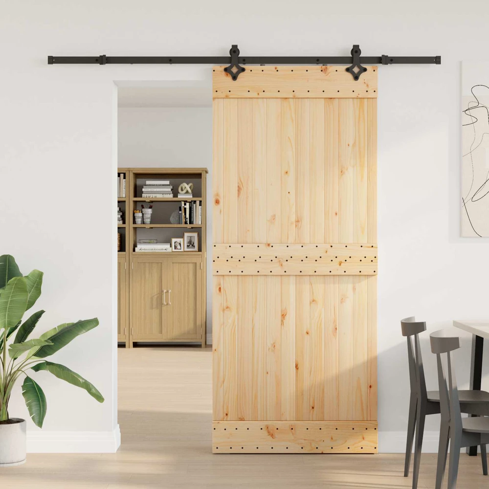 Slankios durys NARVIK Natūrali ir juoda 90 x 210 cm (213,5 cm)