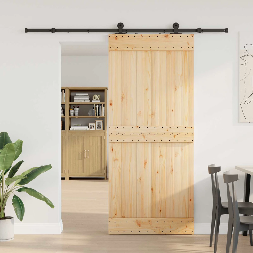Slankios durys NARVIK Natūrali ir juoda 90 x 210 cm (213,5 cm)