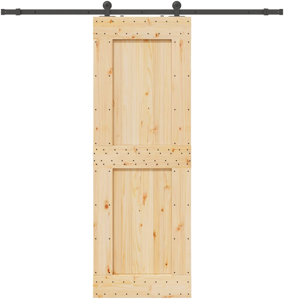 Slankios durys NARVIK Natūrali ir juoda 80 x 210 cm (213,5 cm)
