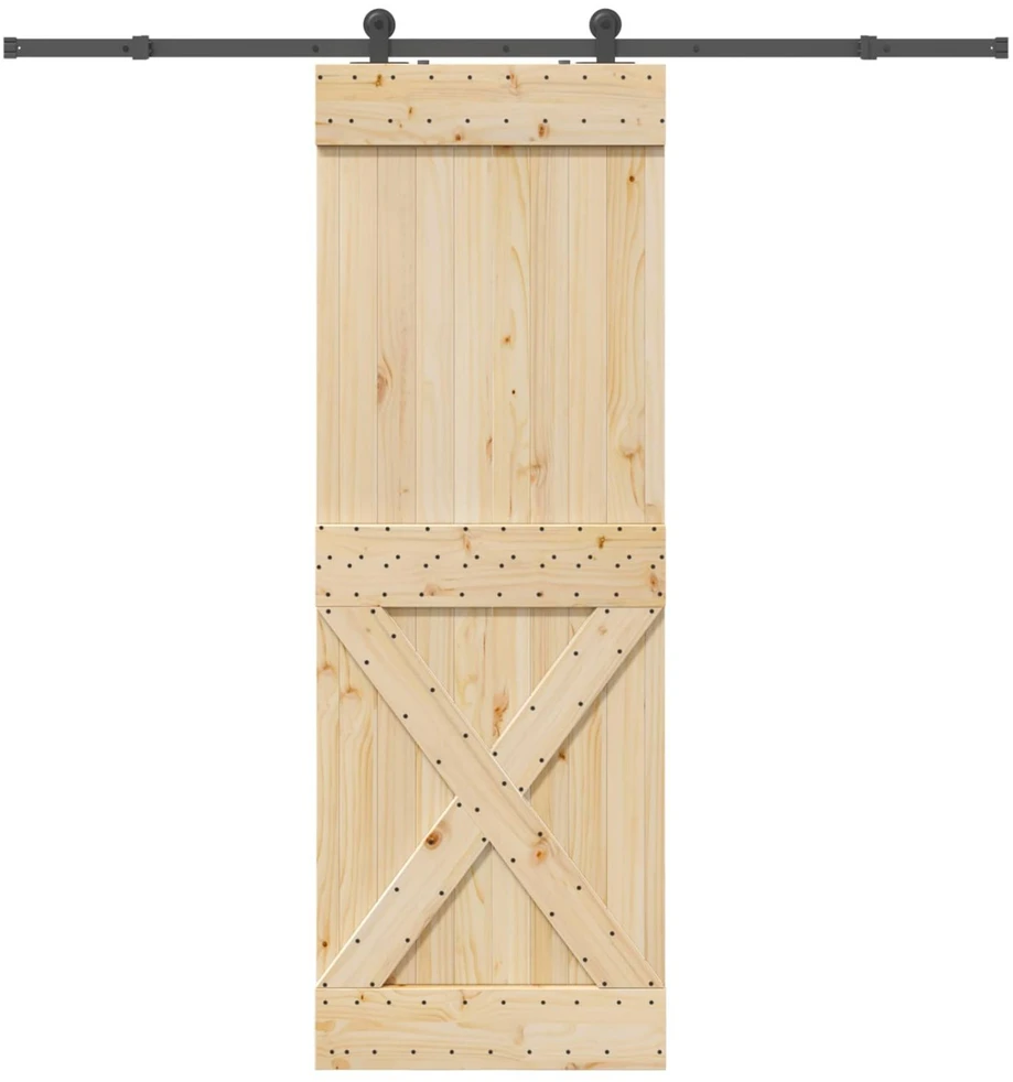 Slankios durys NARVIK Natūrali ir juoda 80 x 210 cm (213,5 cm)