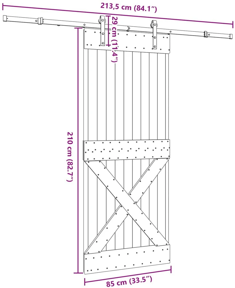 Slankios durys NARVIK 85 x 210 cm (213,5 cm) Natūrali ir juoda