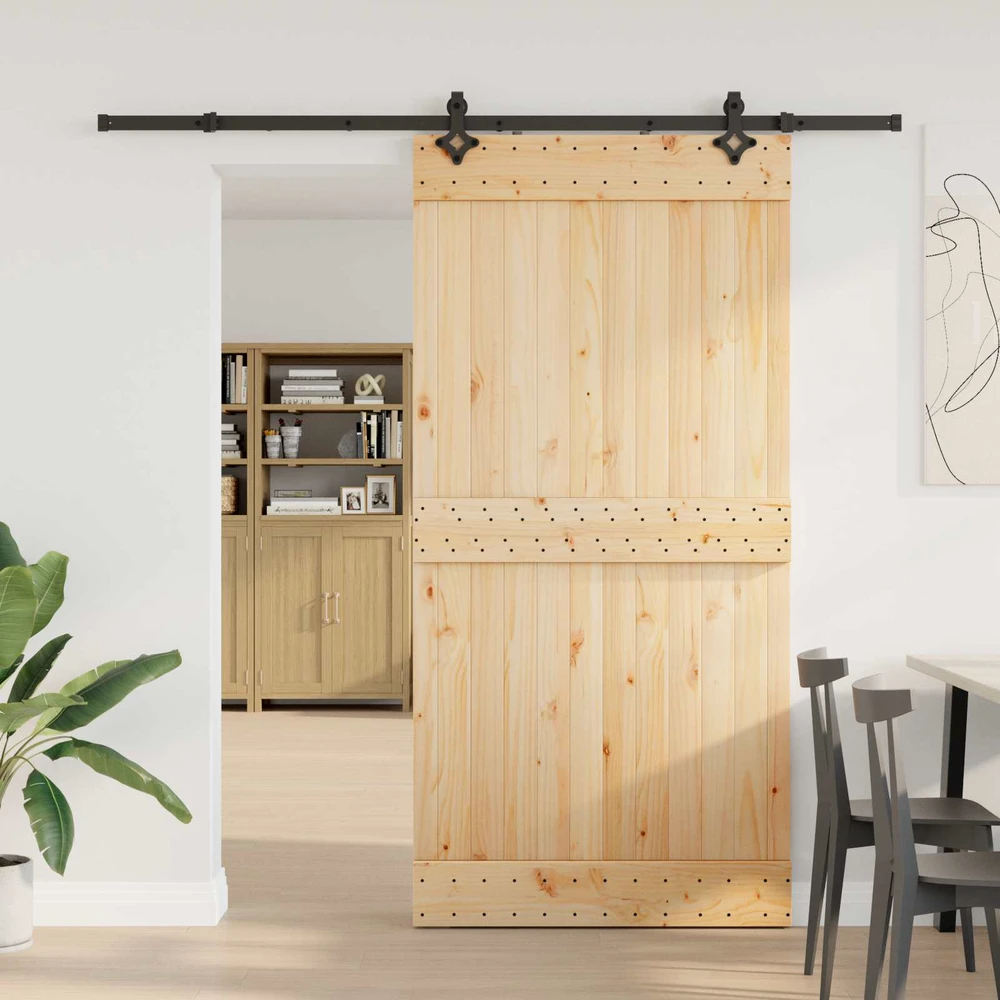 Slankios durys NARVIK Natūrali ir juoda 100 x 210 cm (213,5 cm)