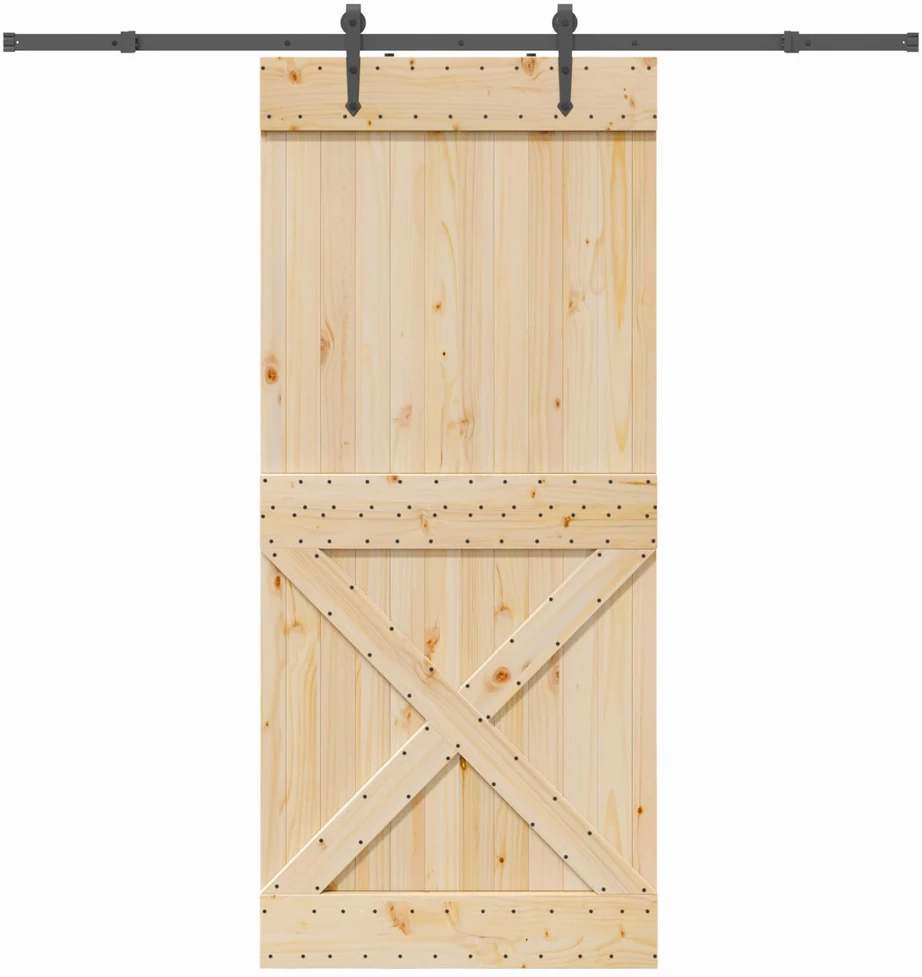 Slankios durys NARVIK Natūrali ir juoda 100 x 210 cm (213,5 cm)