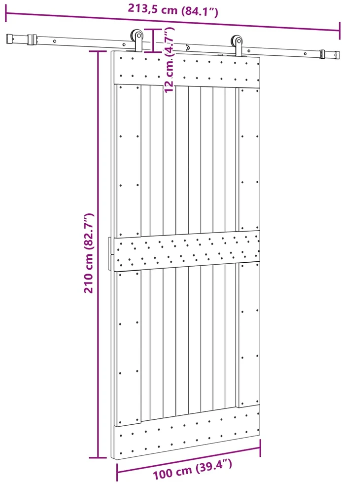 Slankios durys NARVIK Natūrali ir juoda 100 x 210 cm (213,5 cm)