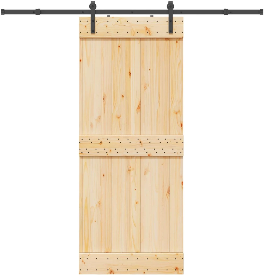 Slankios durys NARVIK Natūrali ir juoda 85 x 210 cm (213,5 cm)