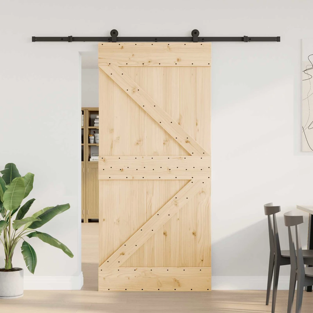 Slankios durys NARVIK Natūrali ir juoda 95 x 210 cm (213,5 cm)