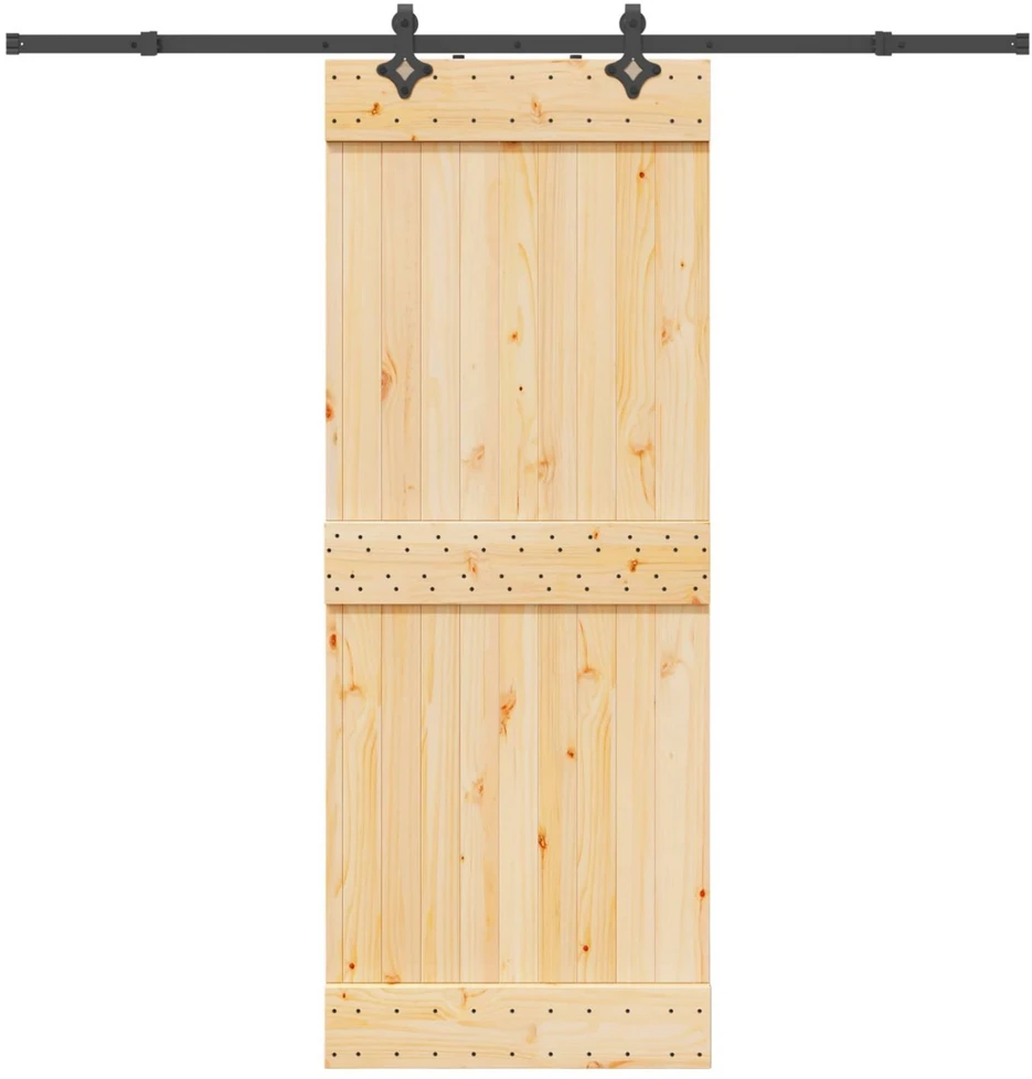 Slankios durys NARVIK Natūrali ir juoda 80 x 210 cm (213,5 cm)