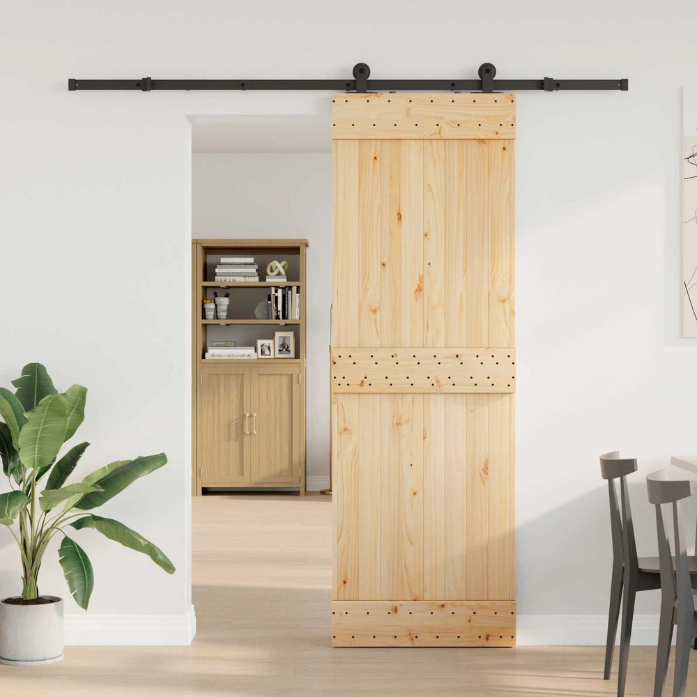 Slankios durys NARVIK Natūrali ir juoda 70 x 210 cm (213,5 cm)