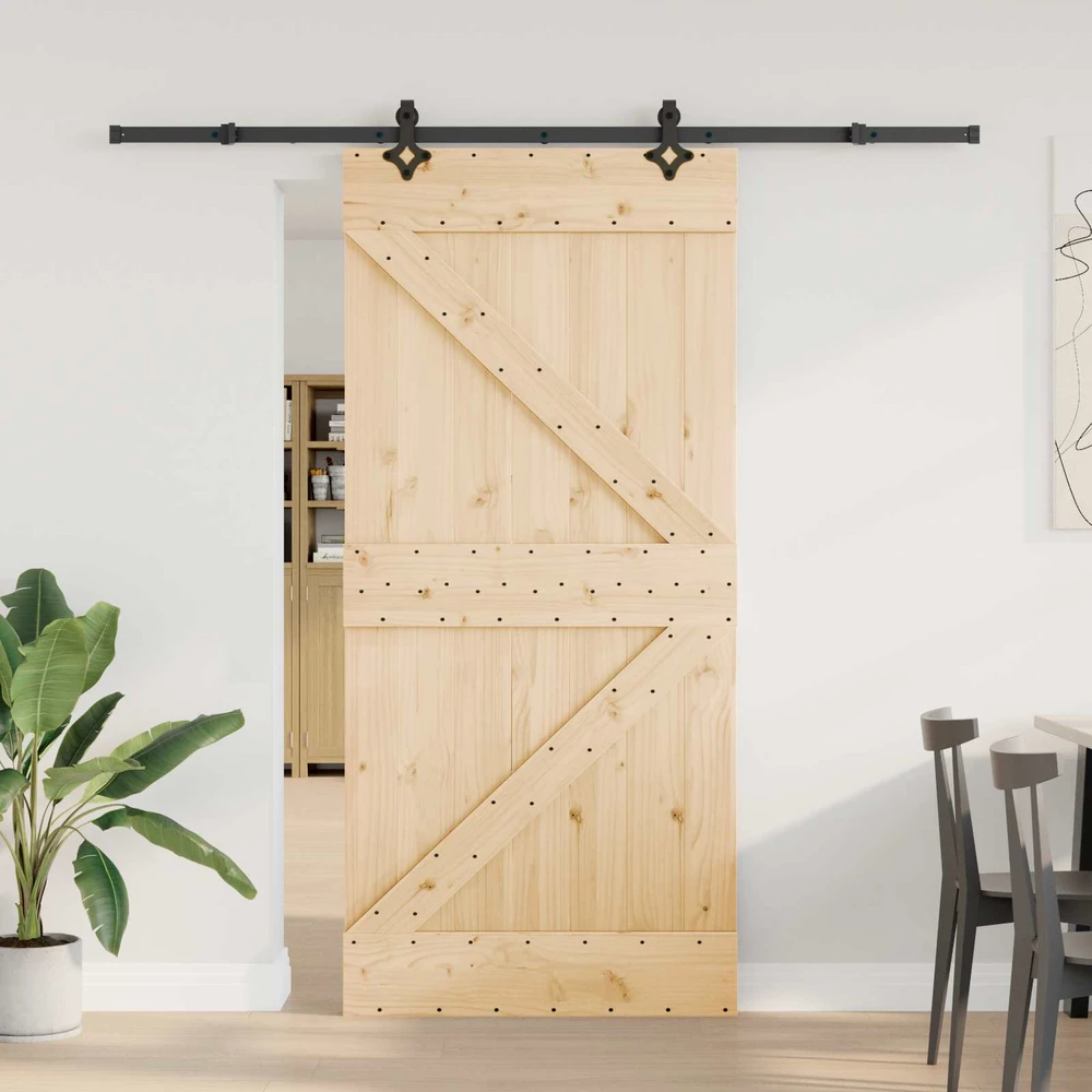 Slankios durys NARVIK Natūrali ir juoda 95 x 210 cm (213,5 cm)
