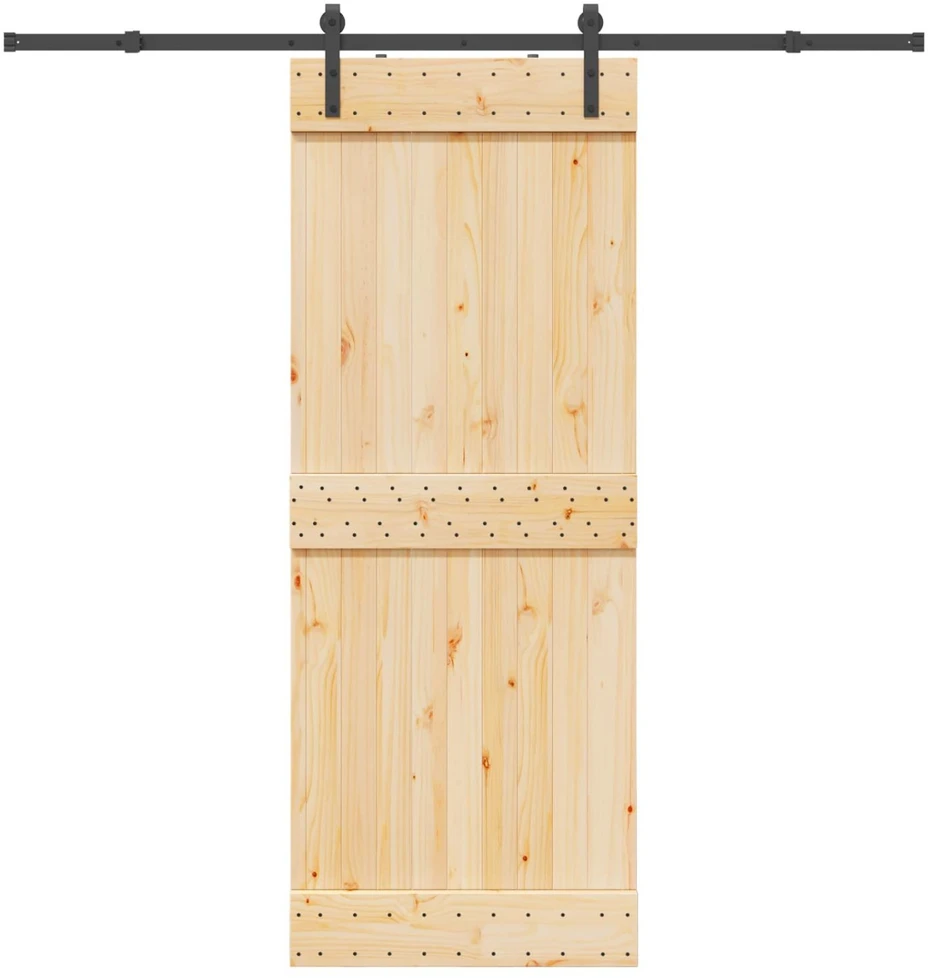 Slankios durys NARVIK Natūrali ir juoda 80 x 210 cm (213,5 cm)