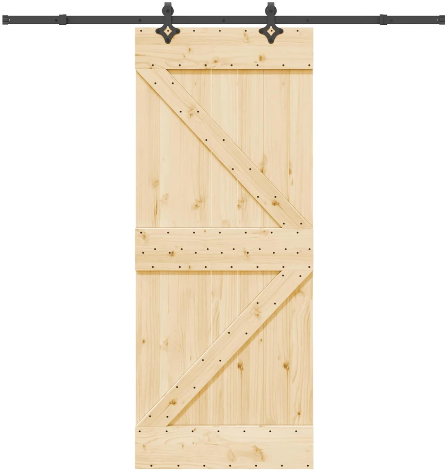 Slankios durys NARVIK Natūrali ir juoda 85 x 210 cm (213,5 cm)