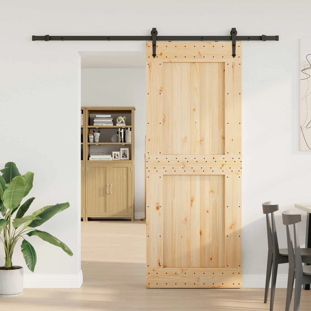 Slankios durys NARVIK Natūrali ir juoda 90 x 210 cm (213,5 cm)