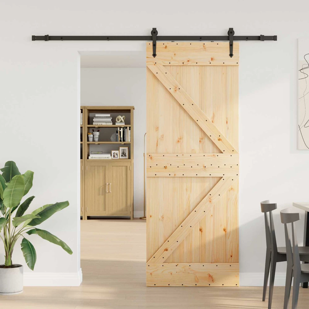 Slankios durys NARVIK Natūrali ir juoda 80 x 210 cm (213,5 cm)