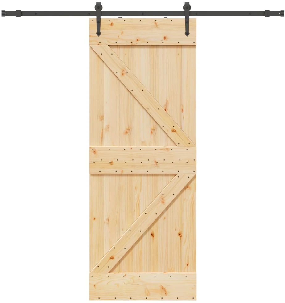 Slankios durys NARVIK Natūrali ir juoda 80 x 210 cm (213,5 cm)