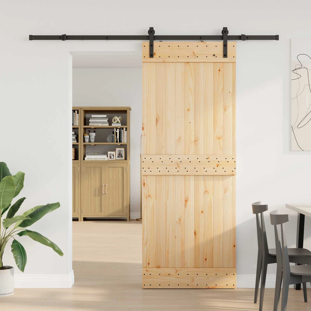 Slankios durys NARVIK Natūrali ir juoda 80 x 210 cm (213,5 cm)