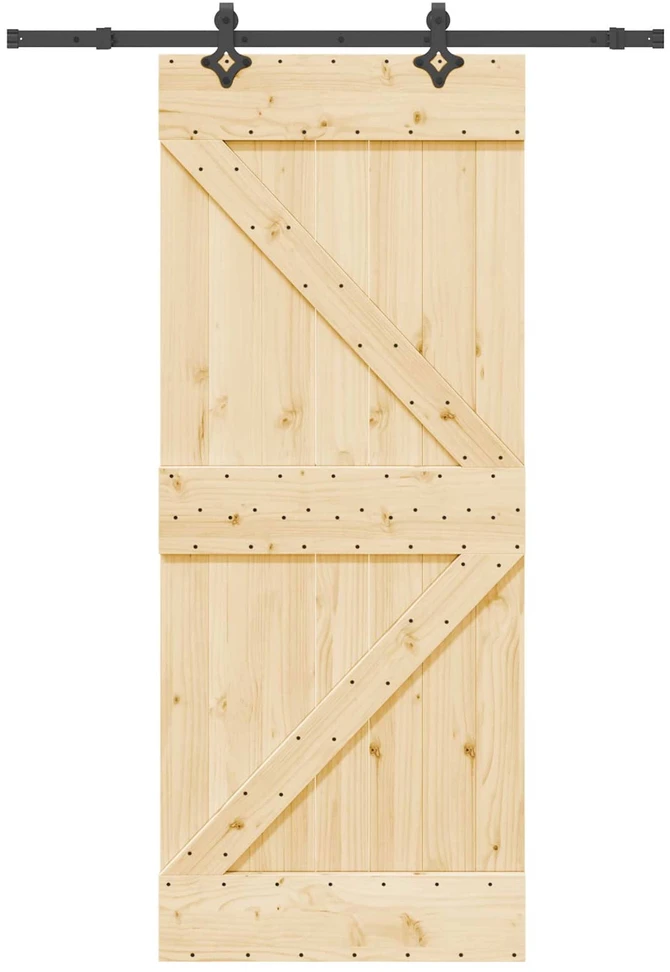 Slankios durys NARVIK Natūrali ir juoda 85 x 210 cm (152,5 cm)