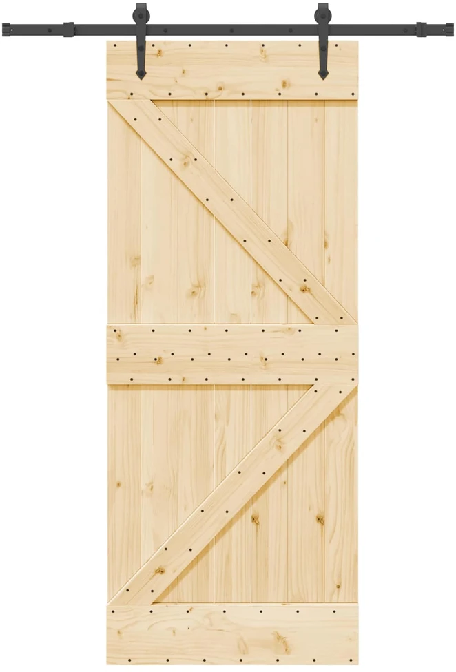 Slankios durys NARVIK Natūrali ir juoda 85 x 210 cm (152,5 cm)