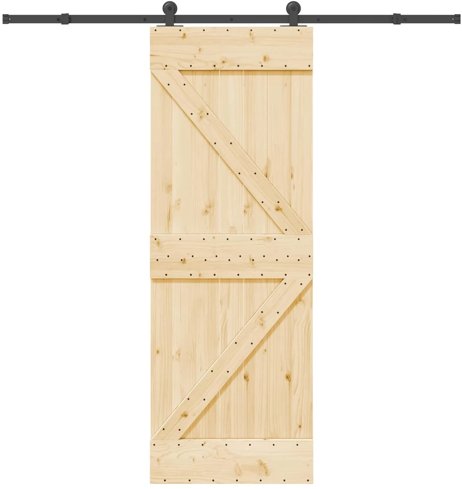 Slankios durys NARVIK Natūrali ir juoda 70 x 210 cm (213,5 cm)