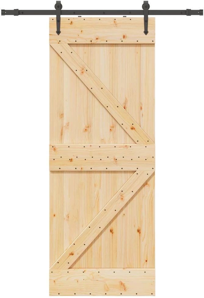 Slankios durys NARVIK Natūrali ir juoda 80 x 210 cm (152,5 cm)