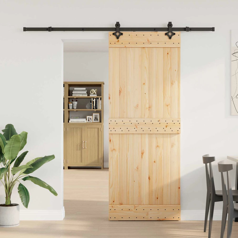 Slankios durys NARVIK Natūrali ir juoda 80 x 210 cm (213,5 cm)