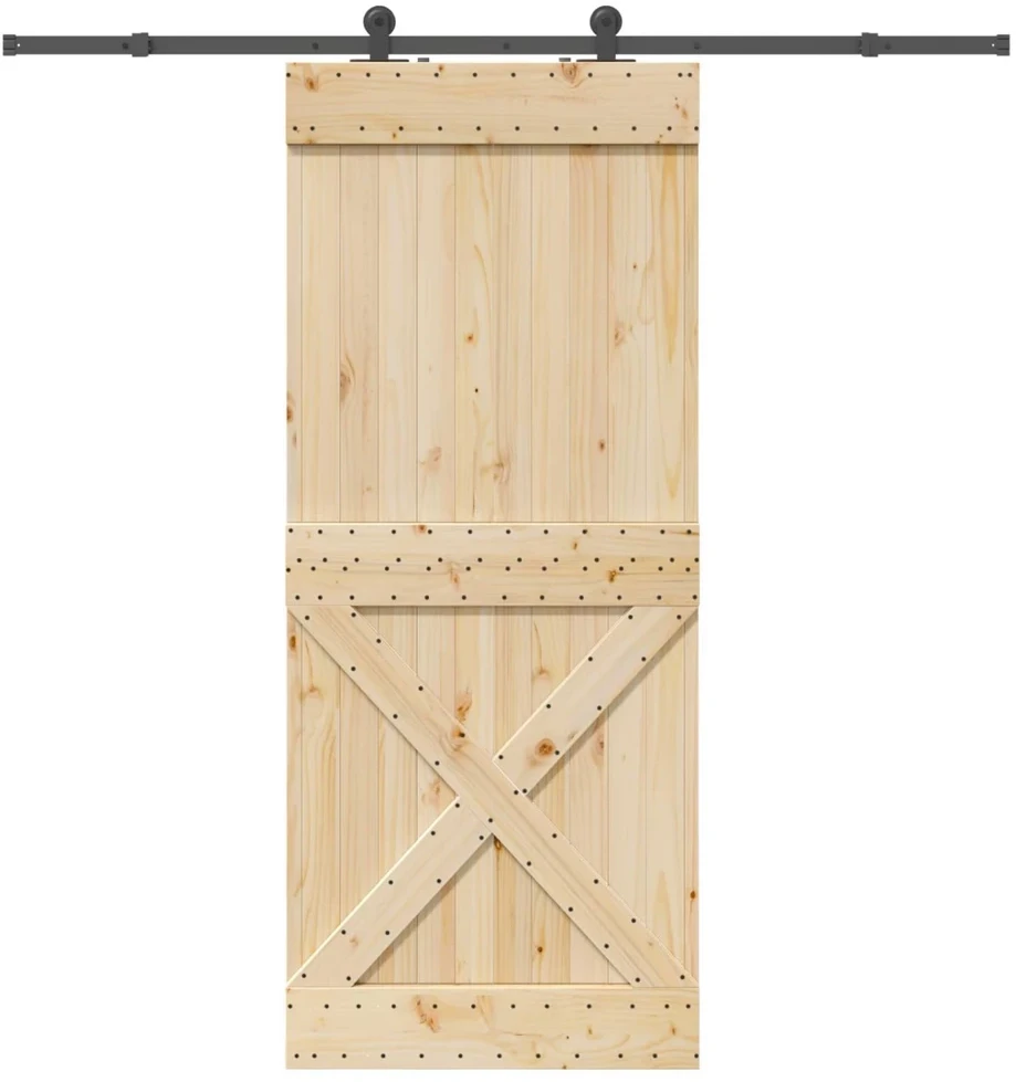 Slankios durys NARVIK Natūrali ir juoda 95 x 210 cm (213,5 cm)