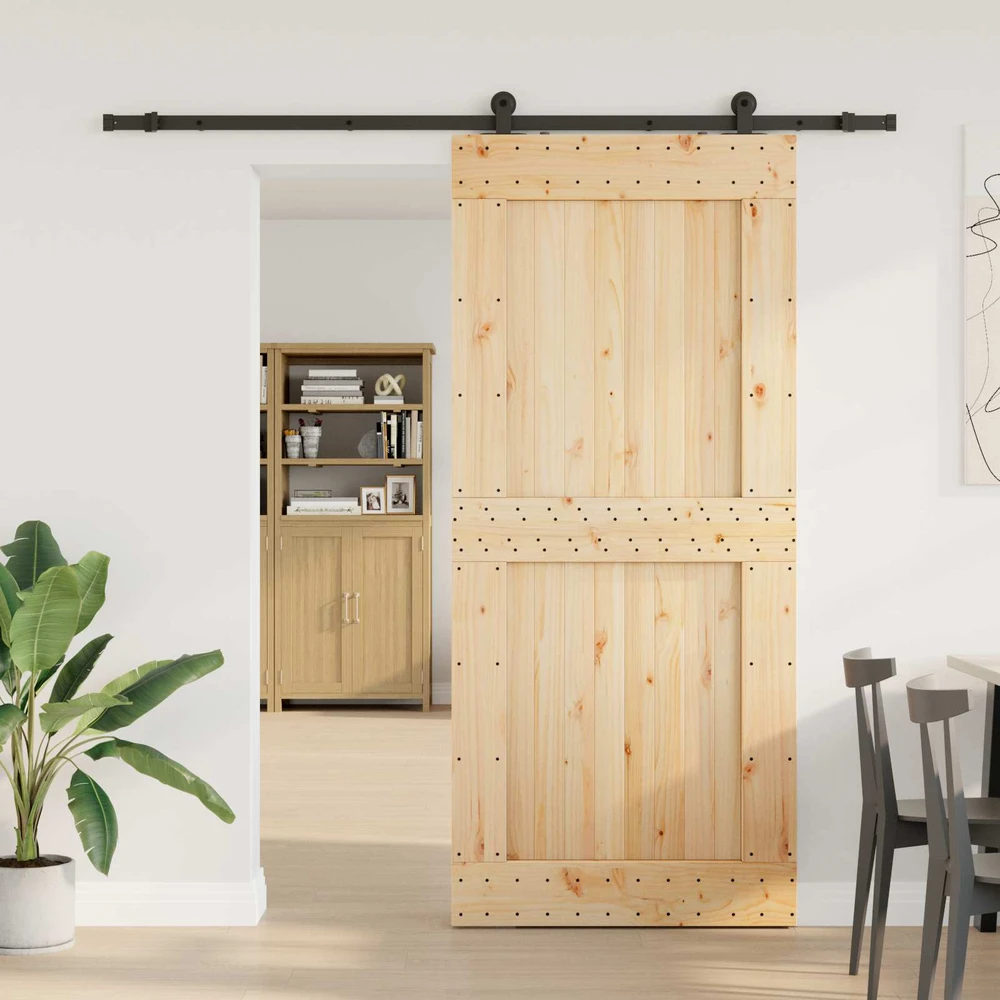 Slankios durys NARVIK Natūrali ir juoda 100 x 210 cm (213,5 cm)