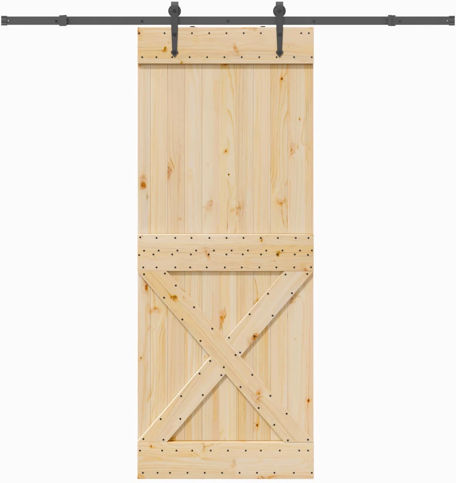 Slankios durys NARVIK Natūrali ir juoda 90 x 210 cm (213,5 cm)