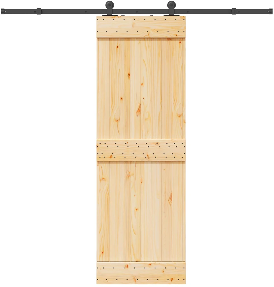 Slankios durys NARVIK Natūrali ir juoda 70 x 210 cm (213,5 cm)