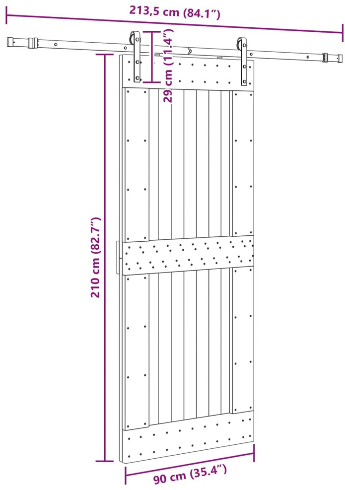 Slankios durys NARVIK 90 x 210 cm (213,5 cm) Natūrali ir juoda