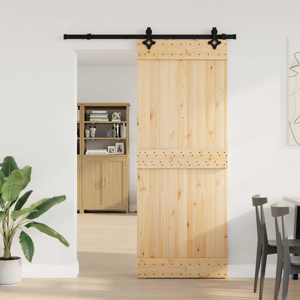 Slankios durys NARVIK Natūrali ir juoda 80 x 210 cm (152,5 cm)