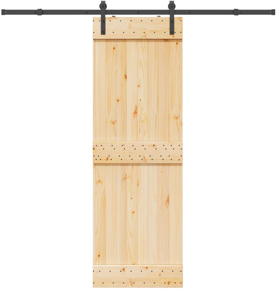 Slankios durys NARVIK Natūrali ir juoda 70 x 210 cm (213,5 cm)