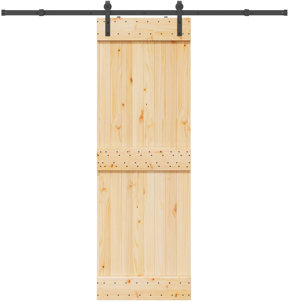Slankios durys NARVIK Natūrali ir juoda 70 x 210 cm (213,5 cm)