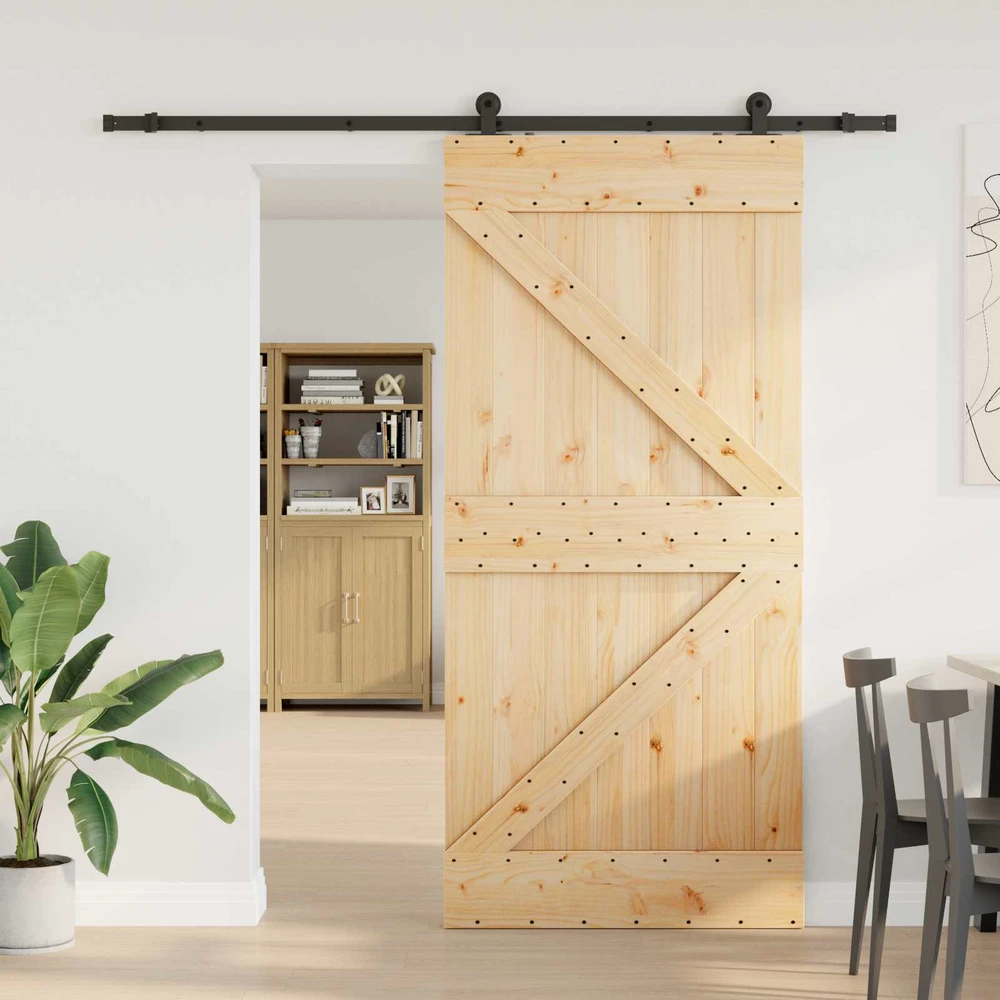 Slankios durys NARVIK Natūrali ir juoda 80 x 210 cm (213,5 cm)